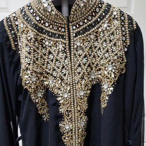 Black Abaya/gown with Beading - Size M
